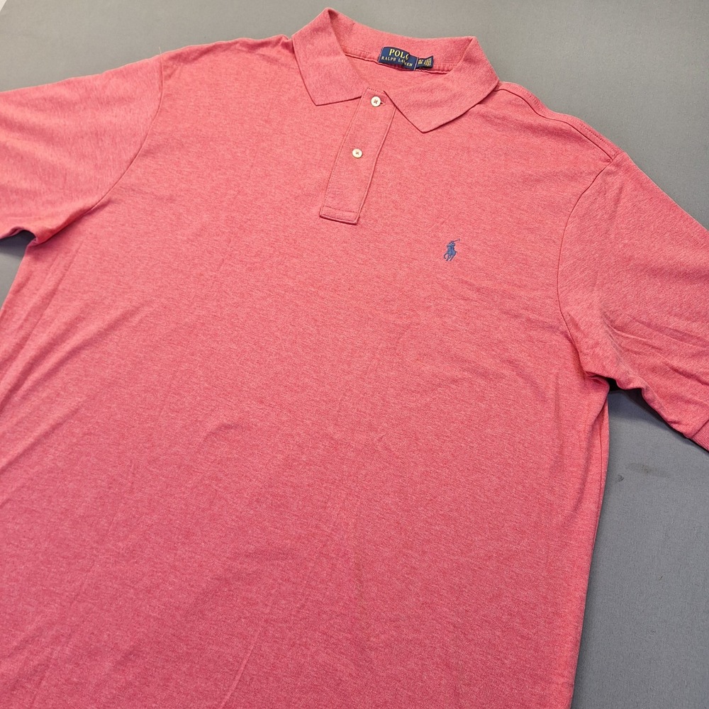 Polo Ralph Lauren Mens XLT Tall Red Heather Short Sleeve Cotton Golf Polo Shirt